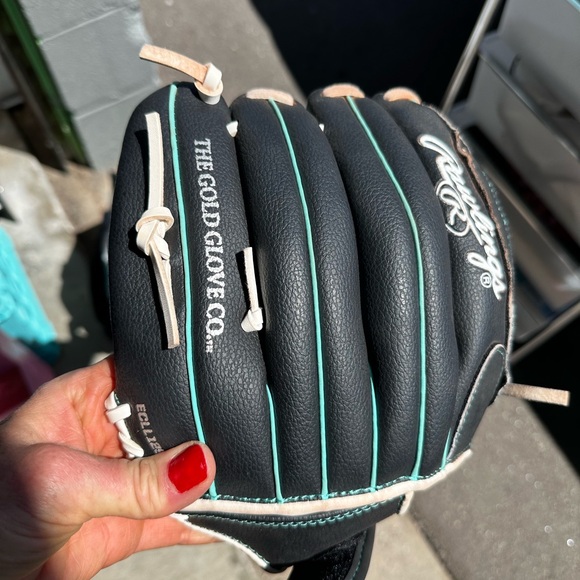 Girls UA softball cleats (size 6.5), fastpitch helmet (M/L), and Rawling Glove - Picture 7 of 11